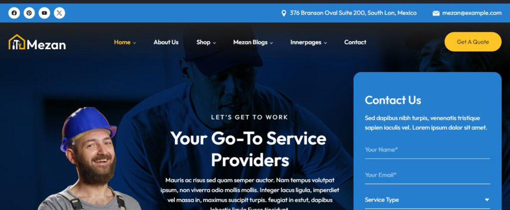 Mezon - Plumber, Handyman Services WordPress Theme